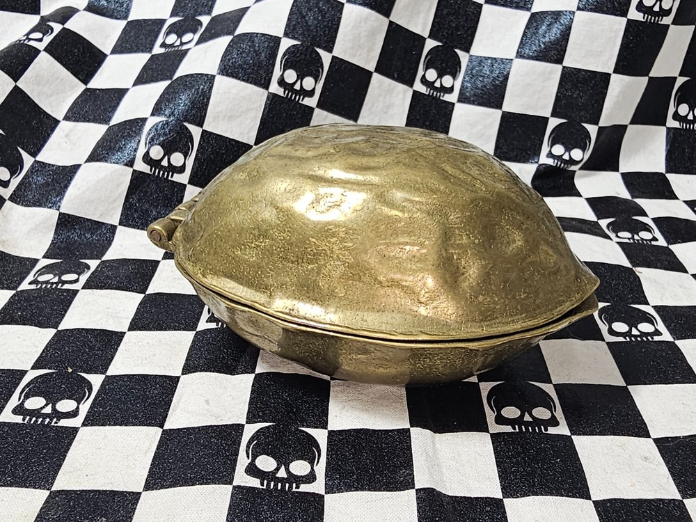 Vintage Mid Century Brass Walnut Nut Cracker