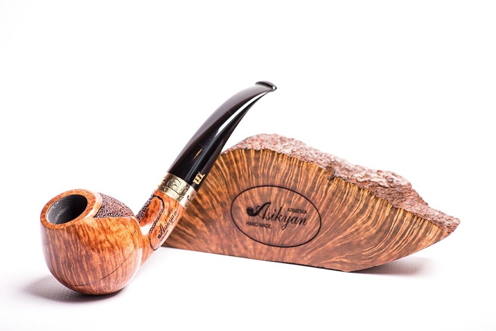 Asikyan Pipe #312/23 Bent Egg Smooth Partly Art Rusticated Hand Made