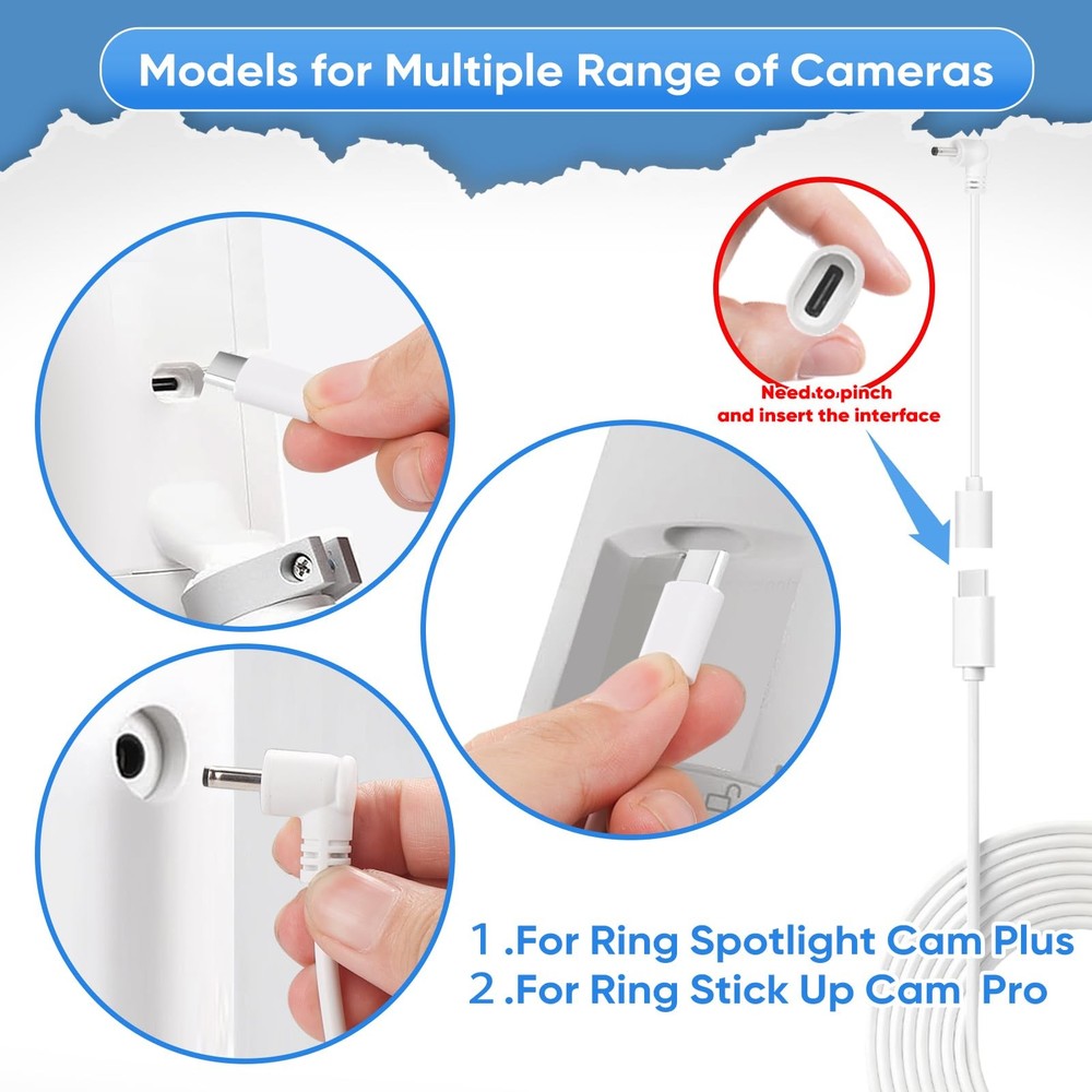 Solar Panel for Ring Camera, 2 Pack 5W Charger Compatible with Black