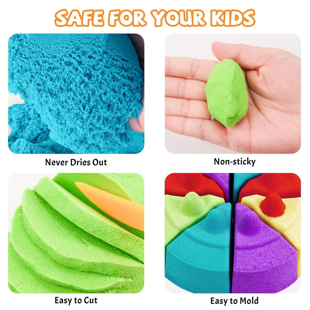 FlexiSand Value Pack 11lbs of 5 Colored Moldable Self-Sticking Sand,Never Dri...