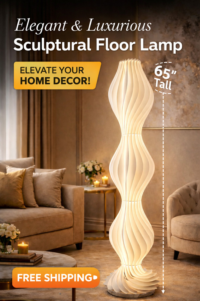 65" Dimmable Floor Lamp with Remote Control | Modern Wavy LED Standing Light
