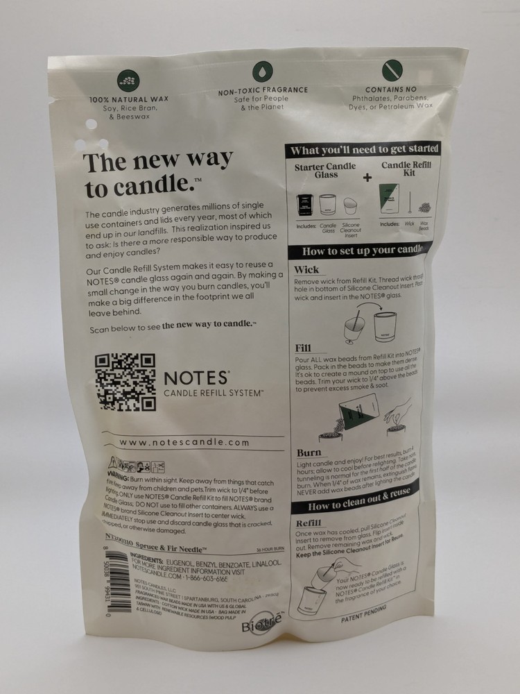 NIB Authentic Notes Refill Candle System 2 Glass Jars & 2 Scents Refill Kit New