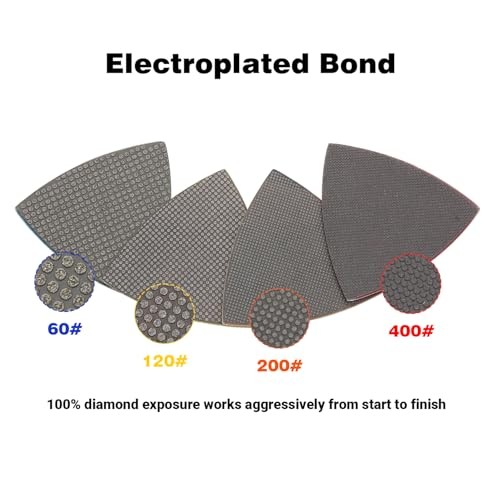 Triangular Diamond Polishing Pads for Corner Edge, Electroplated Sanding 400#