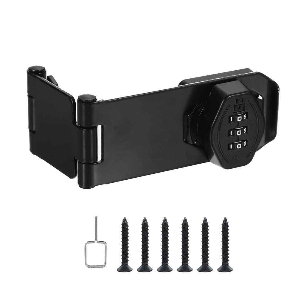 Combination Rotary Hasp Locks Security Door Latch Lock 3 Digit Password Black