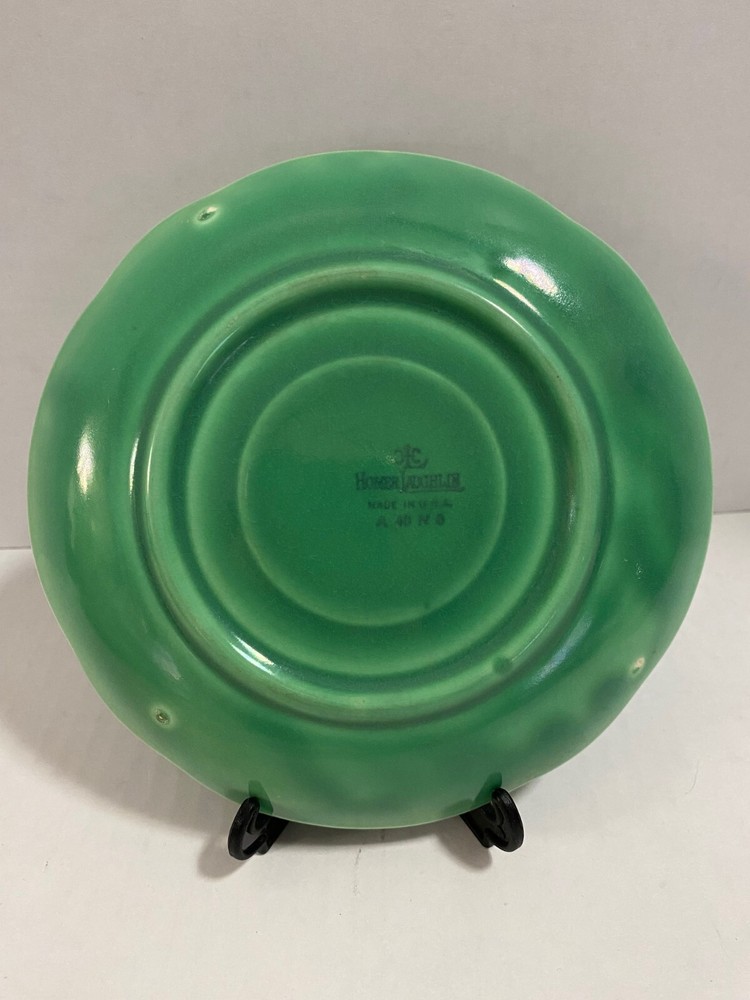 1930s Homer Laughlin Solid Green Marigold Small 6" Saucers