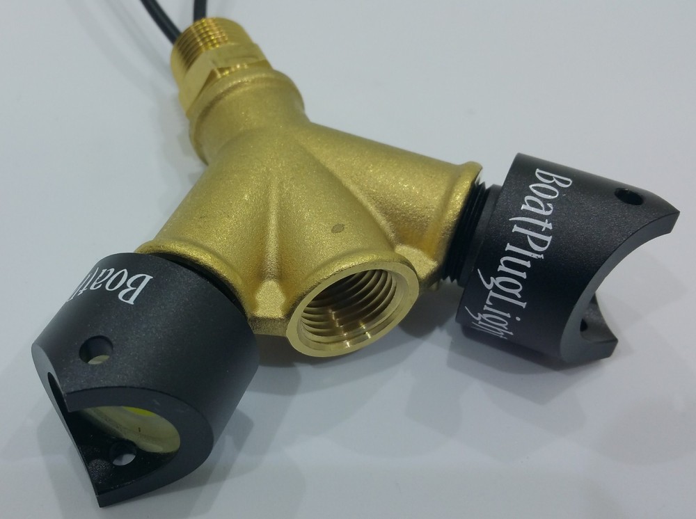 BLUE YK-CD-B LED BOAT DRAIN PLUG LIGHT DOUBLE HEAD CENTER DRAIN 1/2" NPT PLUG