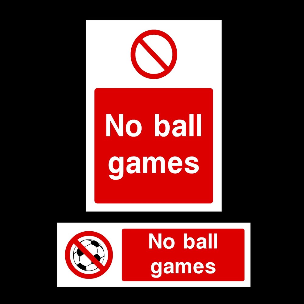 No Ball Games Plastic Sign, Sticker - All Materials & Sizes
