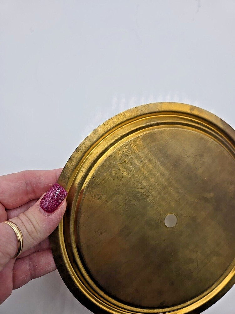 Vintage Solid Brass Clock Dial Pan 6 1/2" Clockmaker Stock
