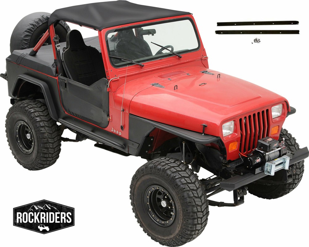 1987-1991 Wrangler Bimini Bikini Top Black and Windshield Channel