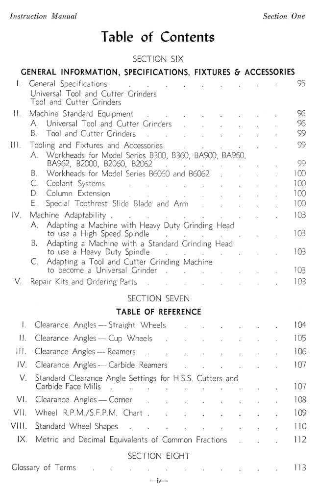 K.O.LEE Universal, Tool, & Surface Grinders Instructions & Operator Manual 0821