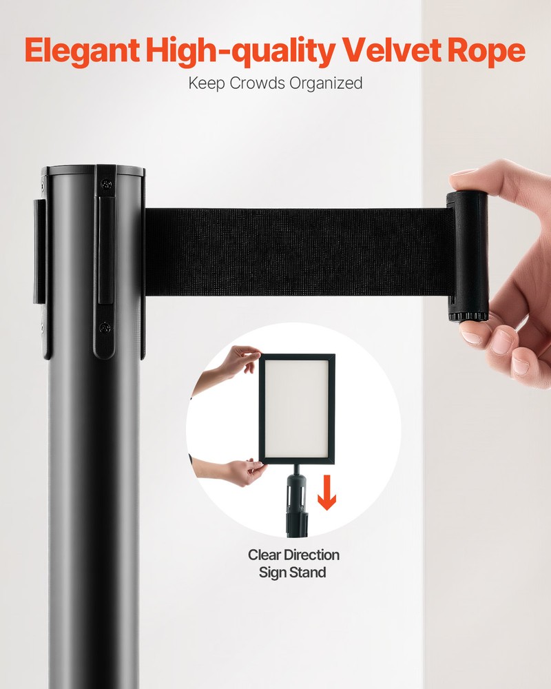 Uimoso 8Pcs Stanchion Post Crowd Control Queue Barrier 4 Retractable Belts