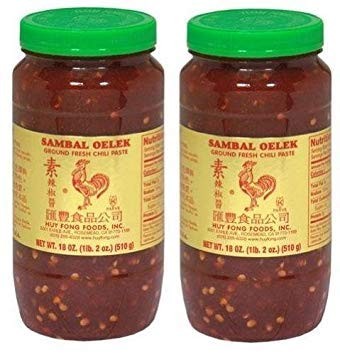 Sambal Oelek Ground Fresh Chili Paste (Large 18 oz Jars) 2 Pack