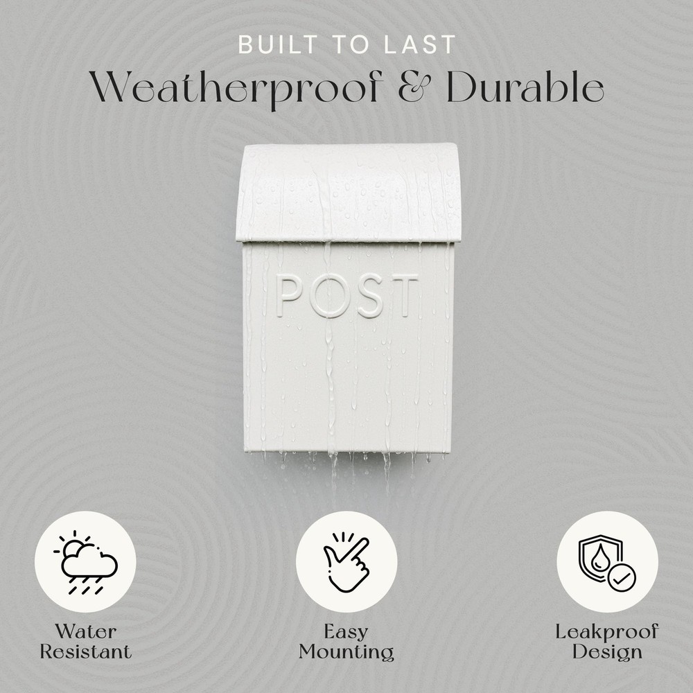 NACH Milano Pointed White Mailbox - Rustic Mailboxes for Outside with Newspaper
