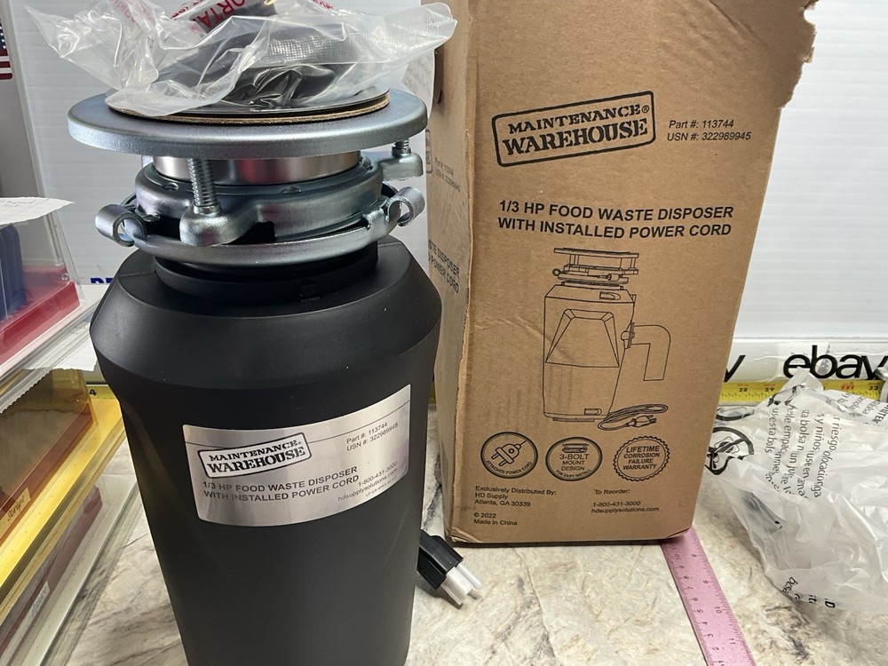 Maintenance Warehouse Food Waste Disposer 1/3 HP W Power Cord 113744 Disposal