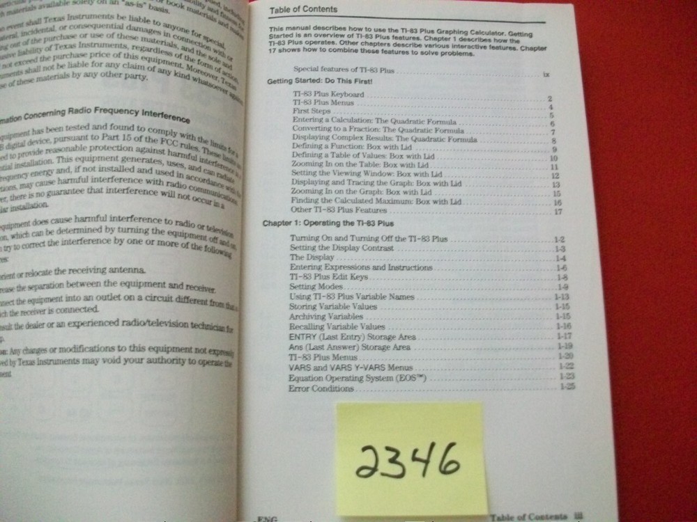 TEXAS INSTRUMENTS TI-83 PLUS GRAPHING CALCULATOR GUIDEBOOK EXCELLENT CONDITION