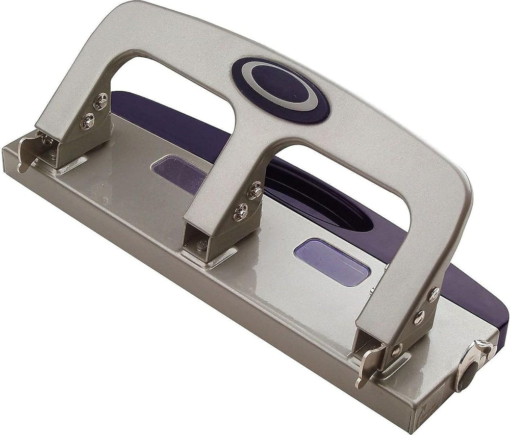 3-Hole Punch with Pull Out Chip Drawer, 20 Sheets, Metallic Silver (90102)