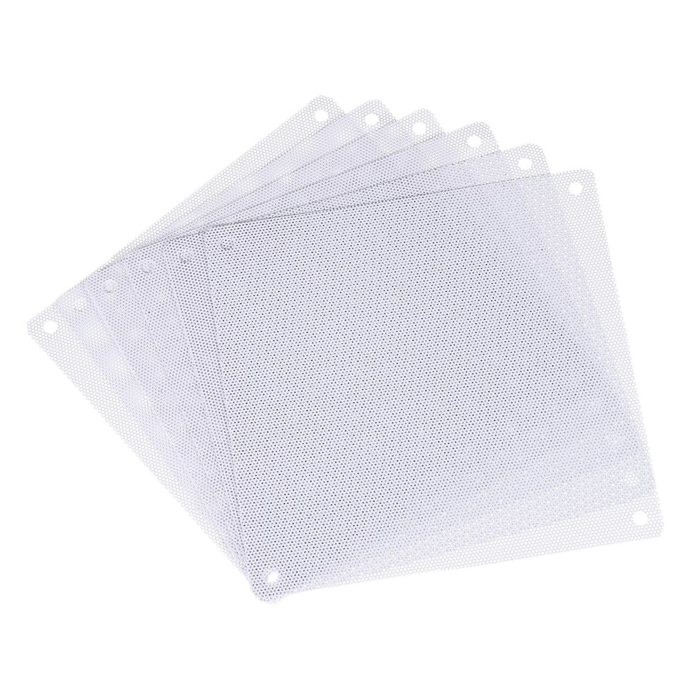 6PCS PC Dust Filter, 140x140mm PVC Computer Case Cooler Dustproof Mesh White