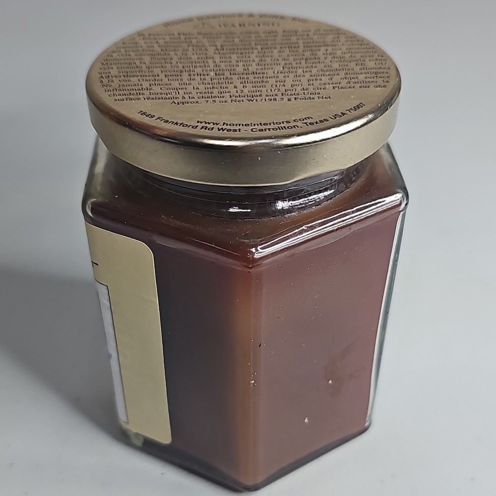 Home Interiors Vanilla Creme Scented Hexagonal Jar Candle Brown Single Wick