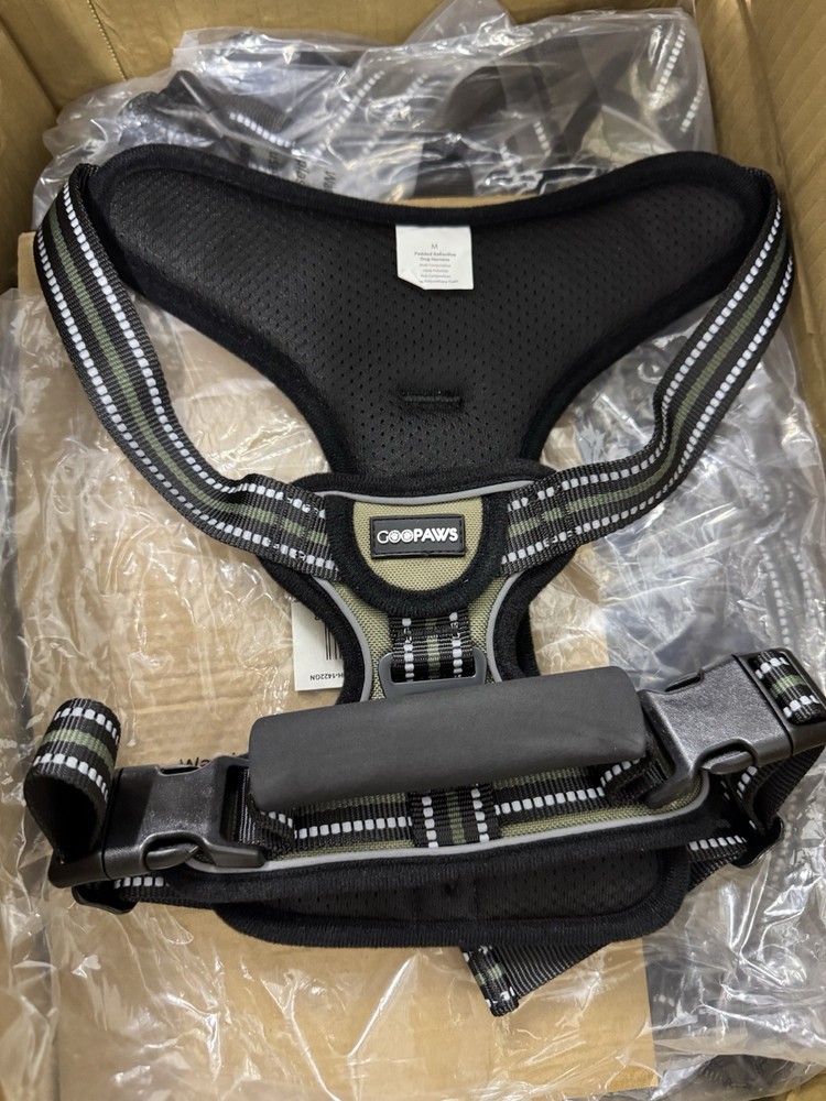 Goopaws Padded Reflective Dog Harness, Lightweight Ripstop Green Medium