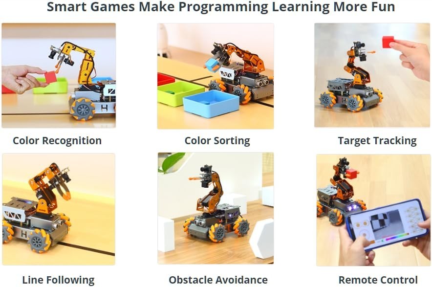 MasterPi 5DOF Robotic Arm for RaspberryPi 5 AI Vision Tracking Target Sorting...