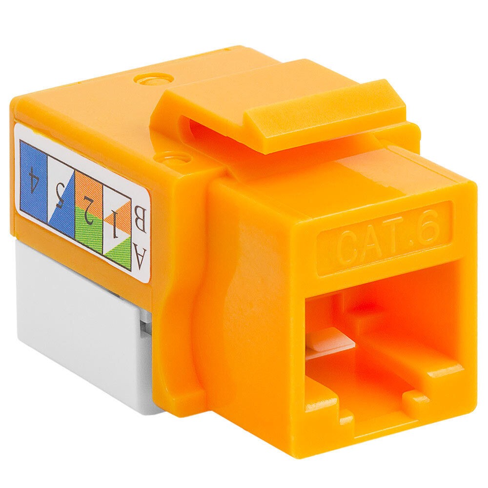 Cat6 Keystone Jack RJ45 Ethernet Connector 110 Punch Down for Patch Panel Yellow