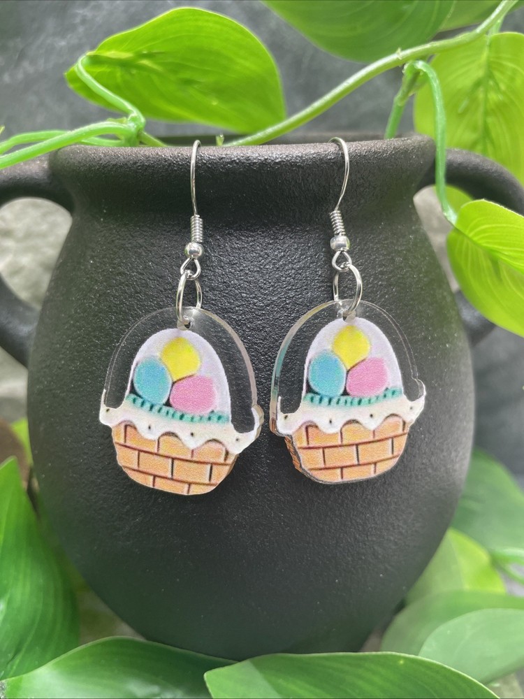 2” Silver-tone Easter Acrylic Bohemian Drop Dangle Earring Set New Free Ship C55