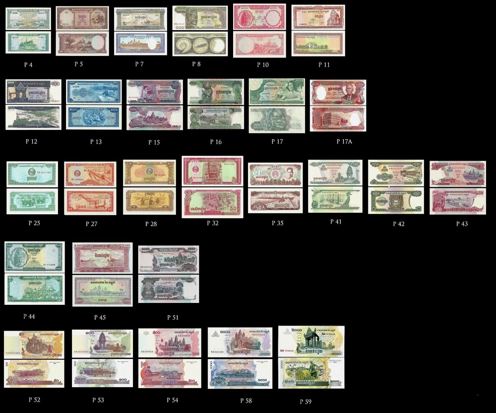 CAMBODIA SET OF 28 UNCIRCULATED NOTES