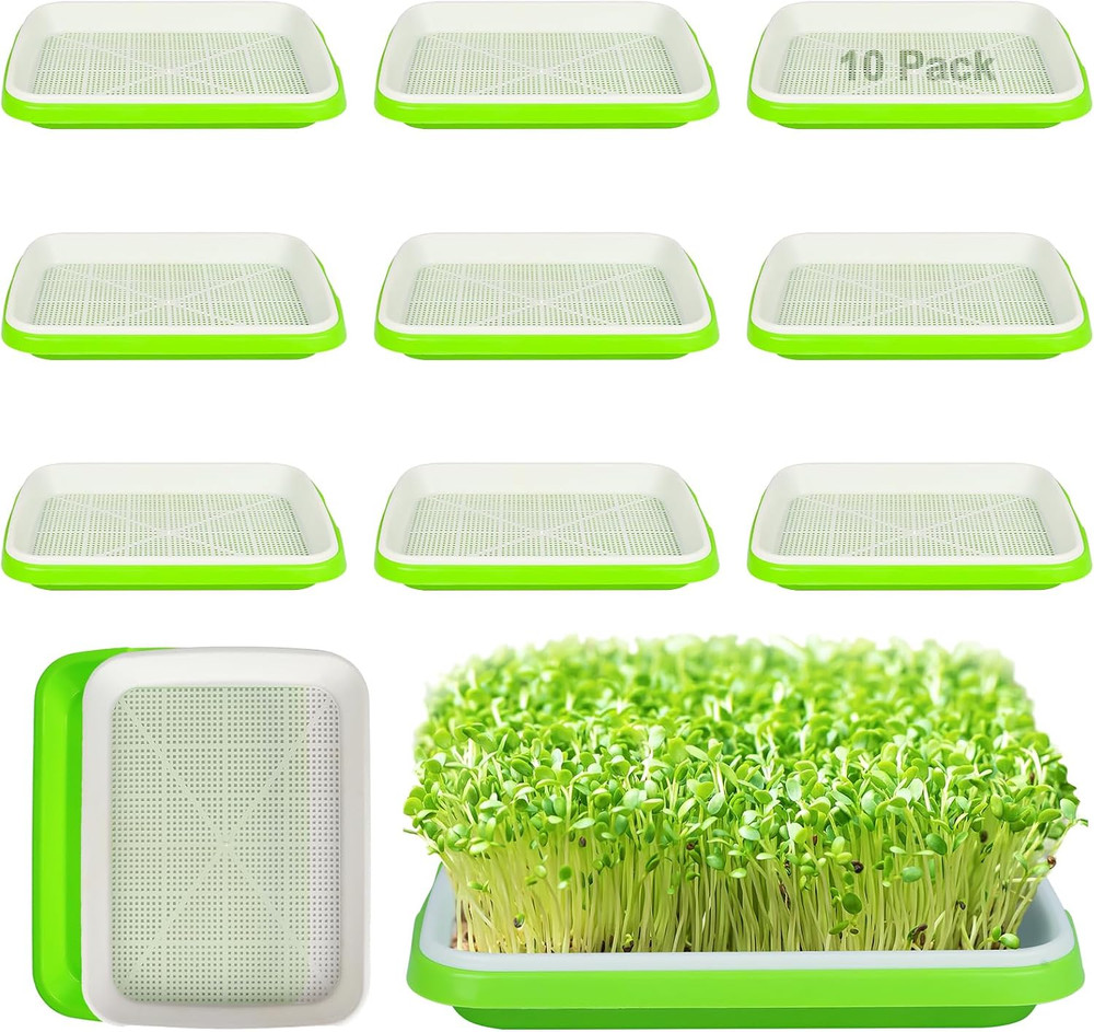 Seed Sprouting Tray 10 Packs Microgreens Growing Trays Big Capacity Sprouts