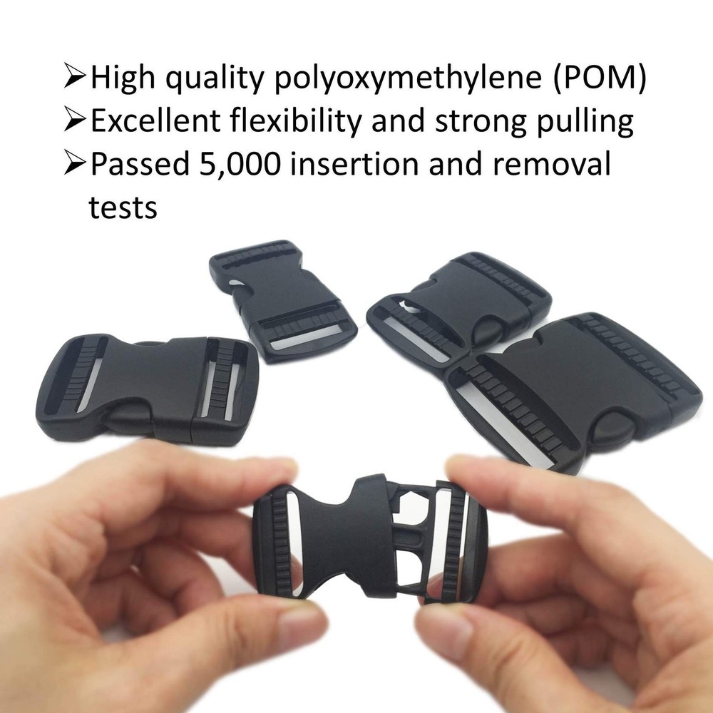 10 Set 1 Inch Flat Dual Adjustable Plastic Quick Side Release Plastic Buckles...