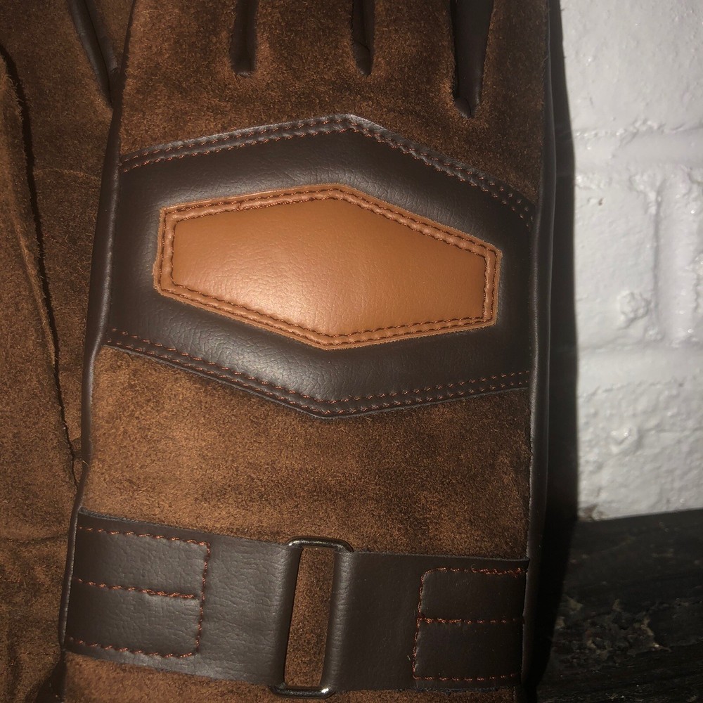 Vintage Womens Split Cowhide Brown Leather Gloves Size L NWOT