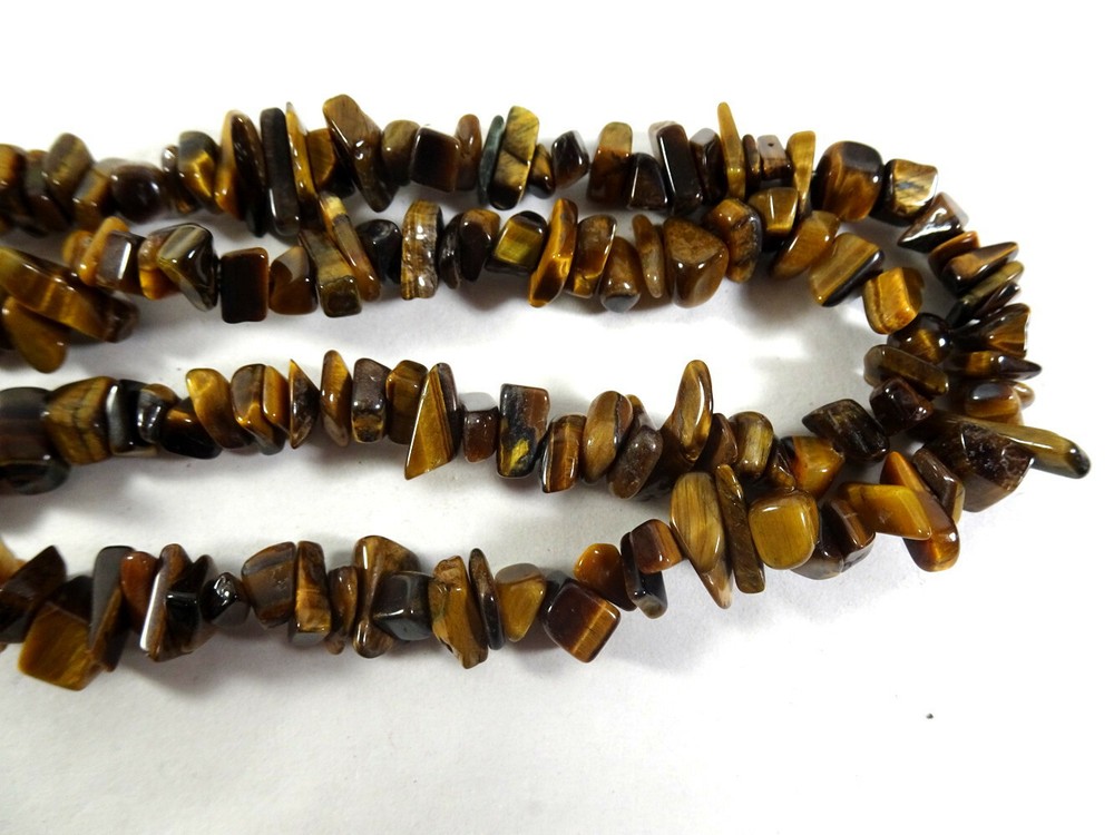 36" Gemstone Tiger's Eye Chip Bead Necklace Strand