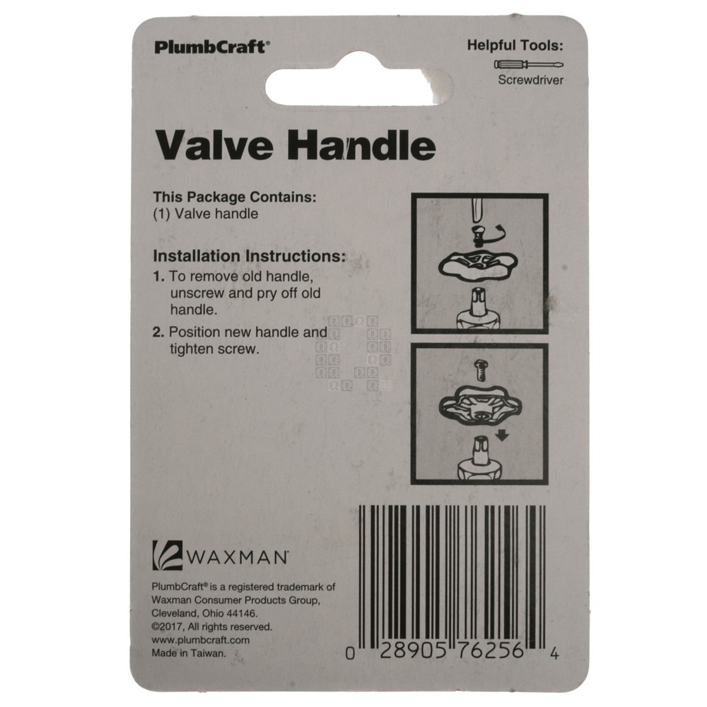 PlumbCraft 7625600T Round Stem Valve Handle, Red