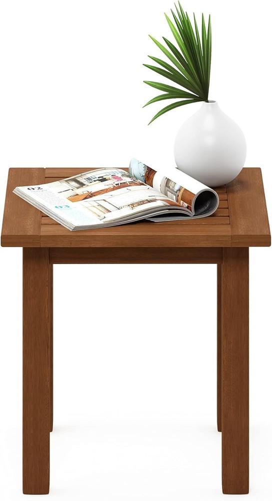 Durable Teak-Finished Square Outdoor End Table - Compact & Stylish Design