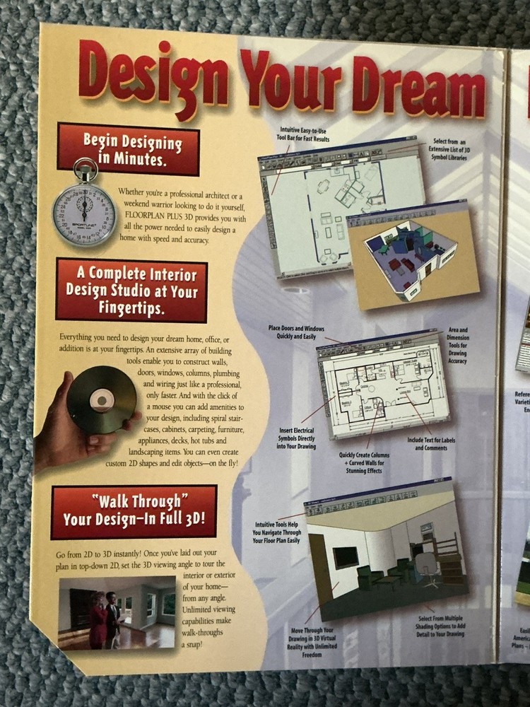 IMSI FloorPlan Plus 3D Garden Designer PC Software. CD’s & Floopy disk