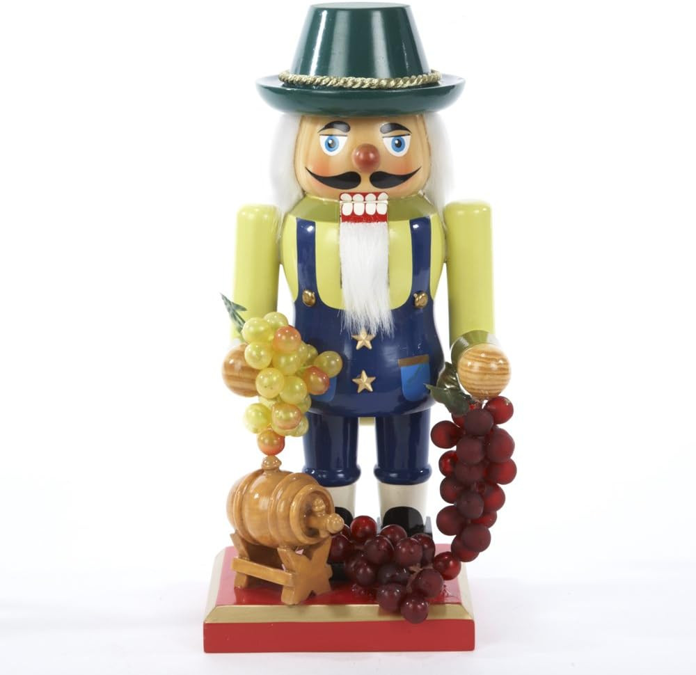 Kurt Adler Wooden Winemaker Nutcracker, 10.25-Inch