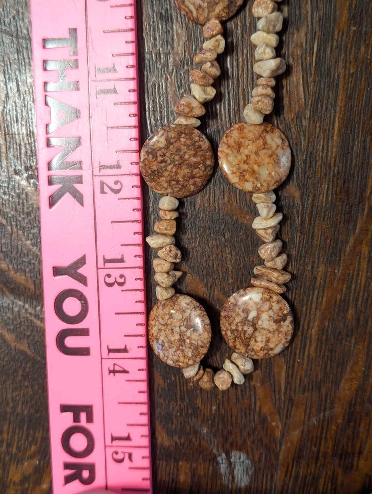 Vintage Necklace Red Jasper? Round Stones Pullover Chip Beaded EUC
