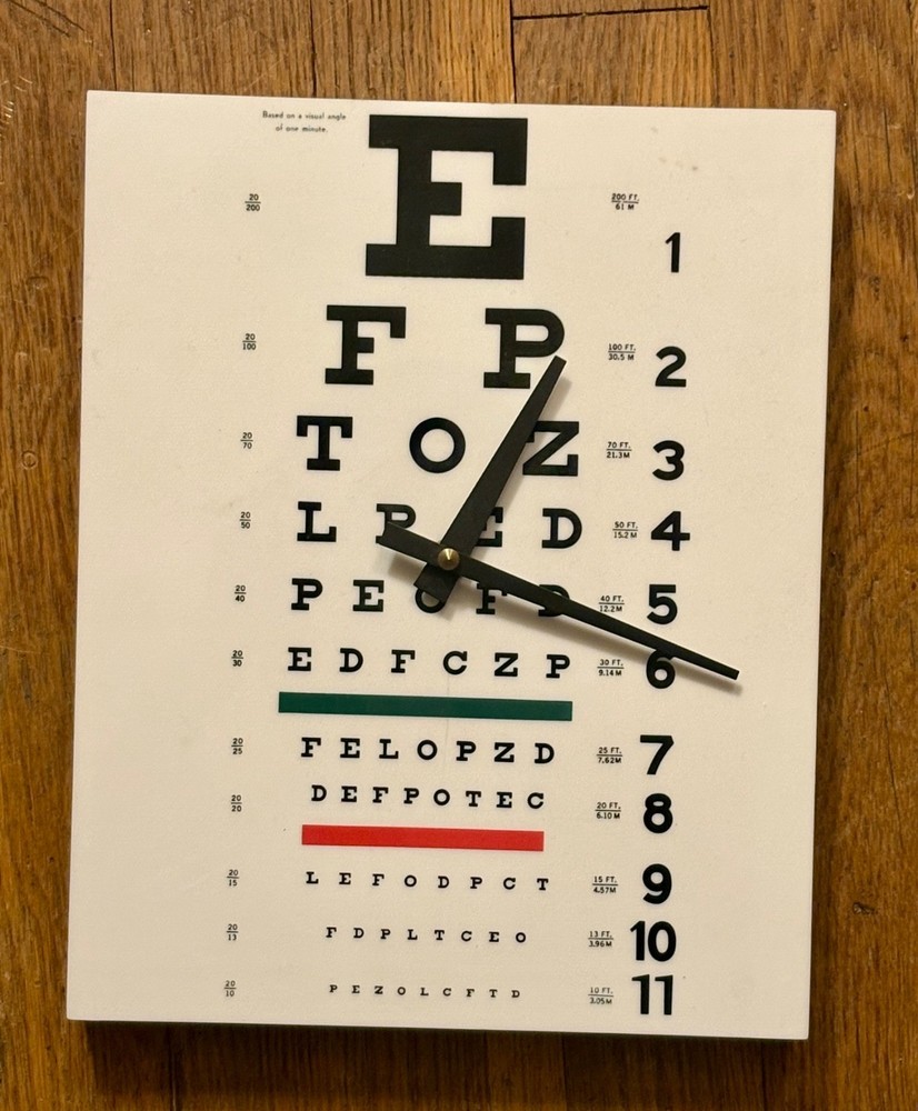 Eye exam chart wall clock TESTED