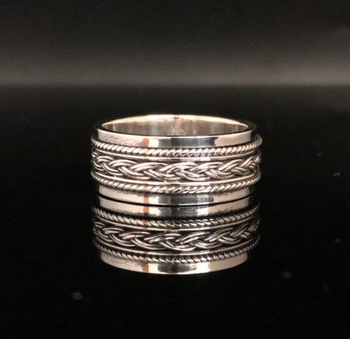 Solid 925 Sterling Silver Band Ring SPINNER Statement Handmade Ring All Size