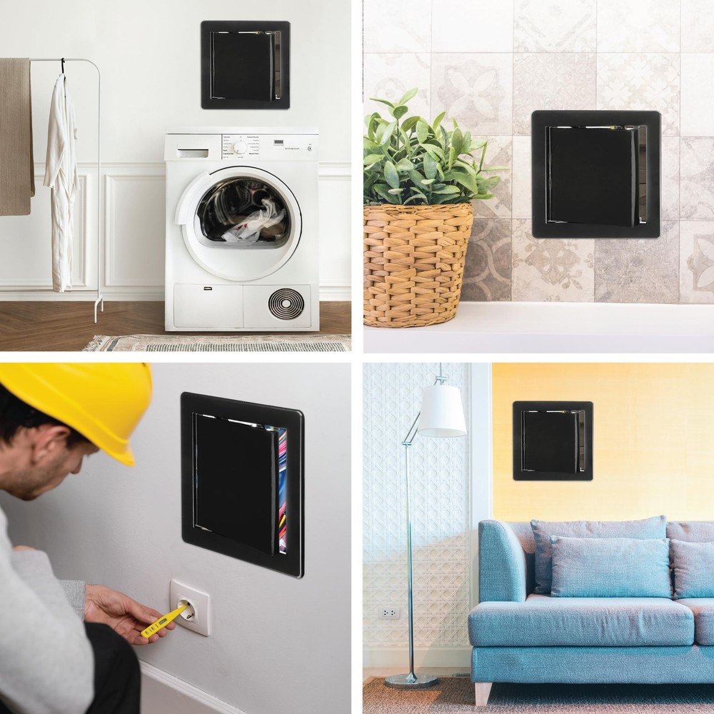 8" x 8" Black Plastic Access Panel. Service Shaft Door Panel. Plumbing, Elect...