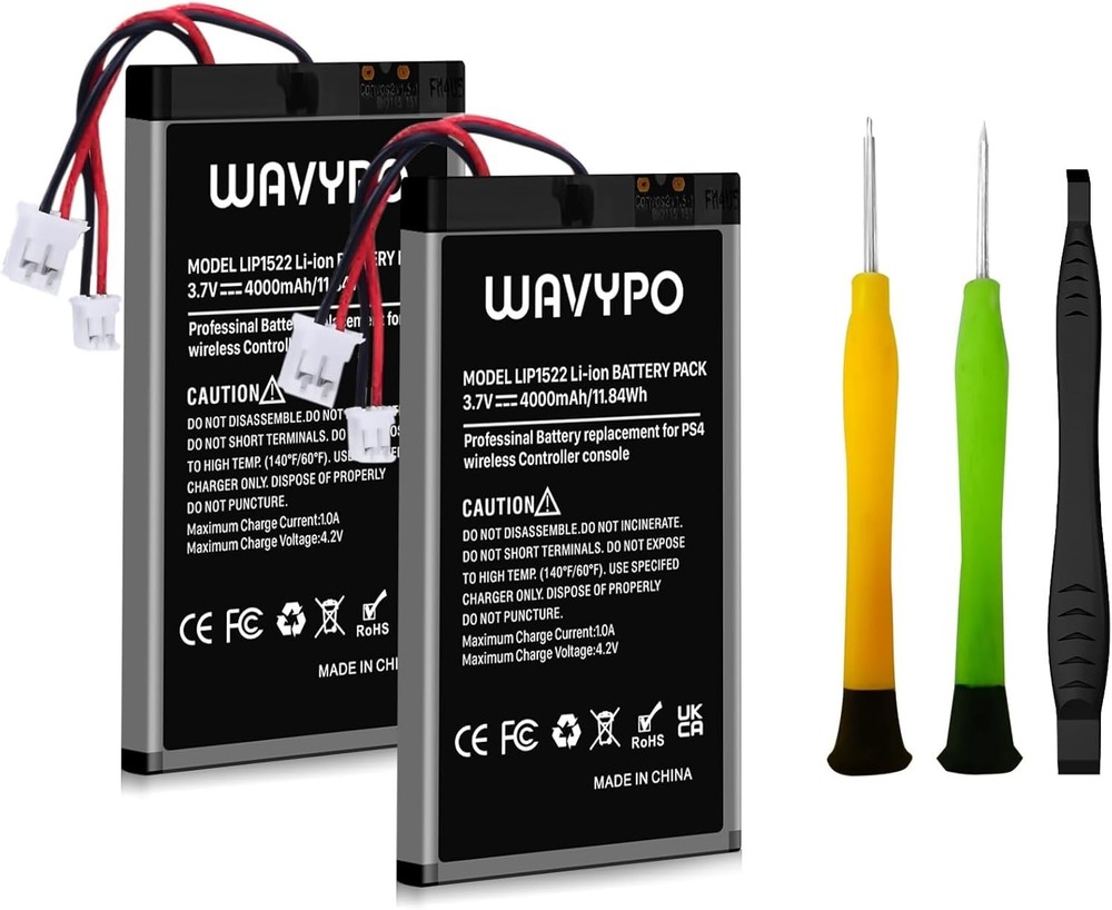 WAVYPO 4000mAh PS4 Controller Battery Replacement for PS4 PS4 Pro Dualshock 4 (2