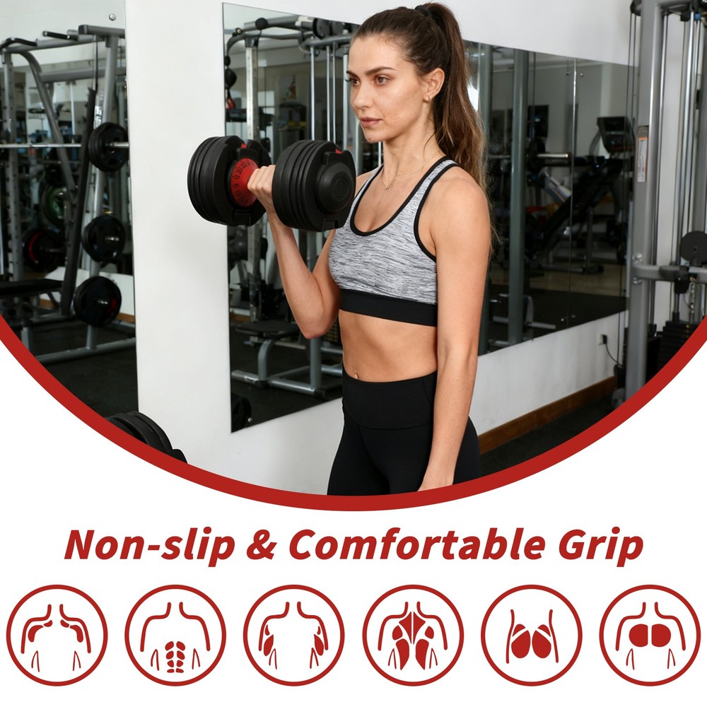 Single Adjustable Dumbbells, 5.5-52.5lbs Dumbbell Set with Quick-Select Weig