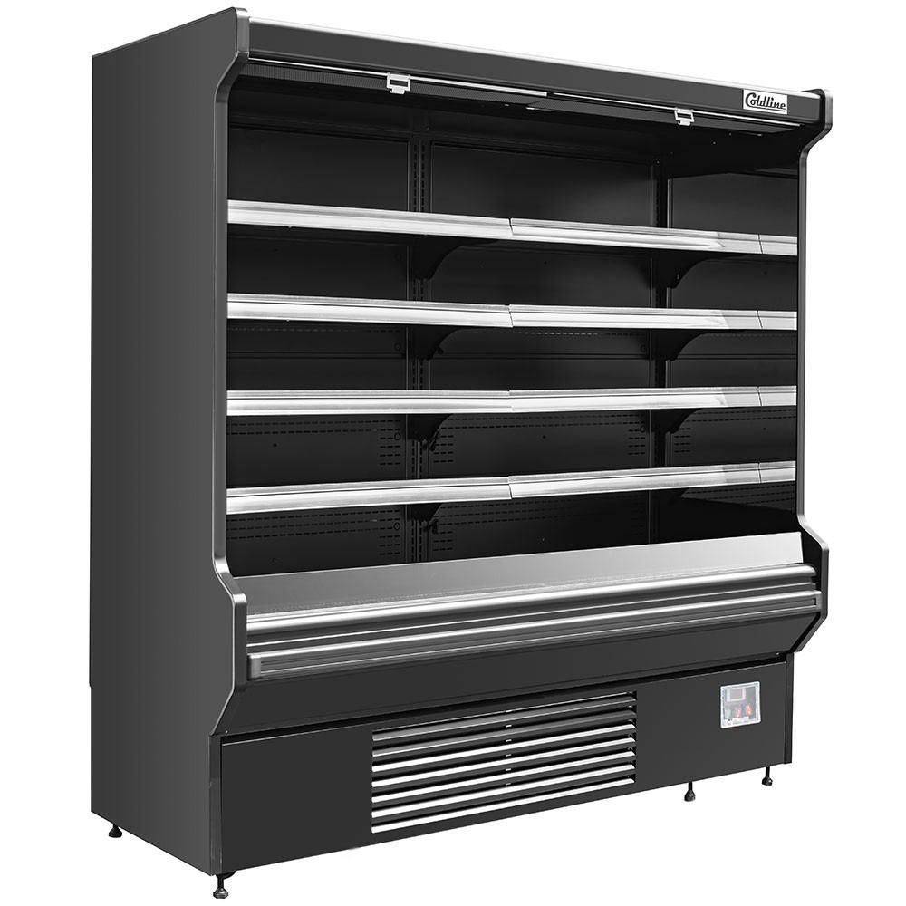 76" Open Air Refrigerated Display Merchandiser, 220V - Black - 31.5" Deep