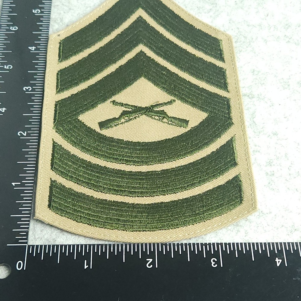 USMC Master Sergeant E-8 Rank Patch Pair 1990s Vanguard New Khaki NOS