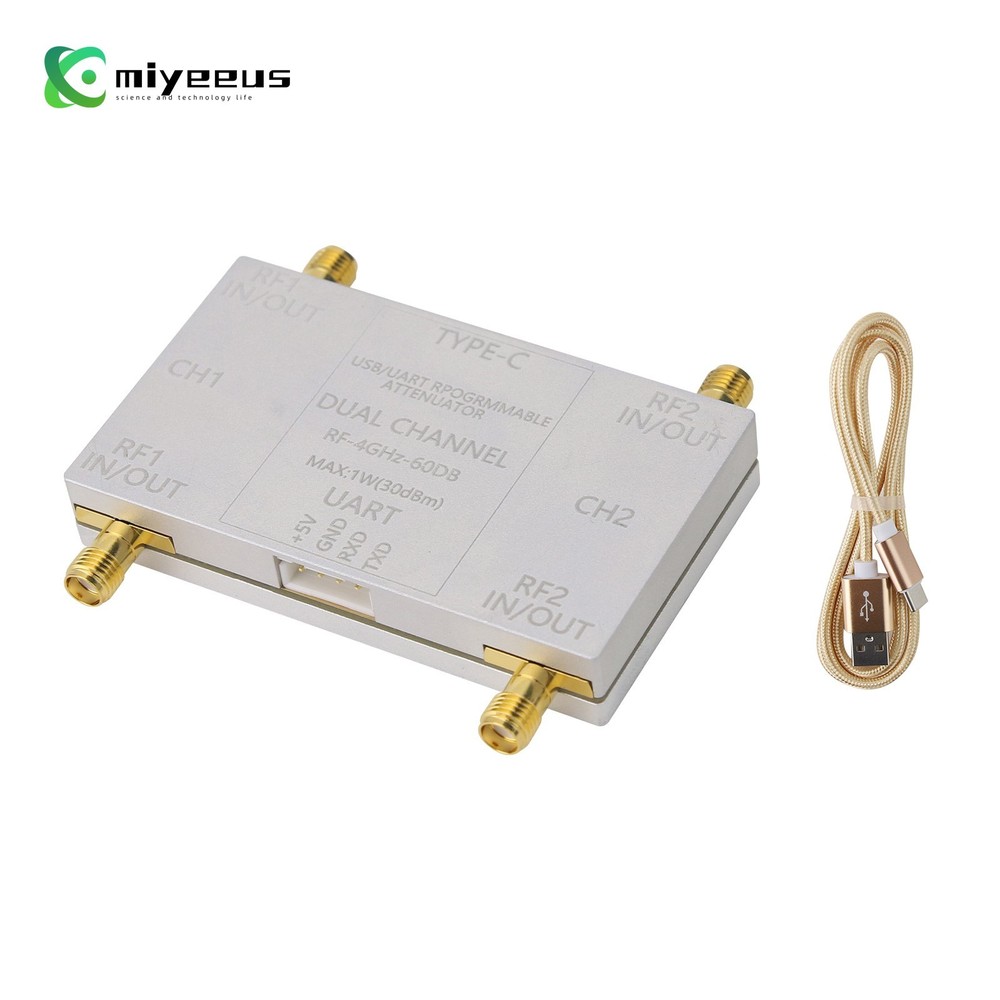 RF-4GHz-60DB Dual Channel Programmable Attenuator RF Attenuator  + Type-C Cable