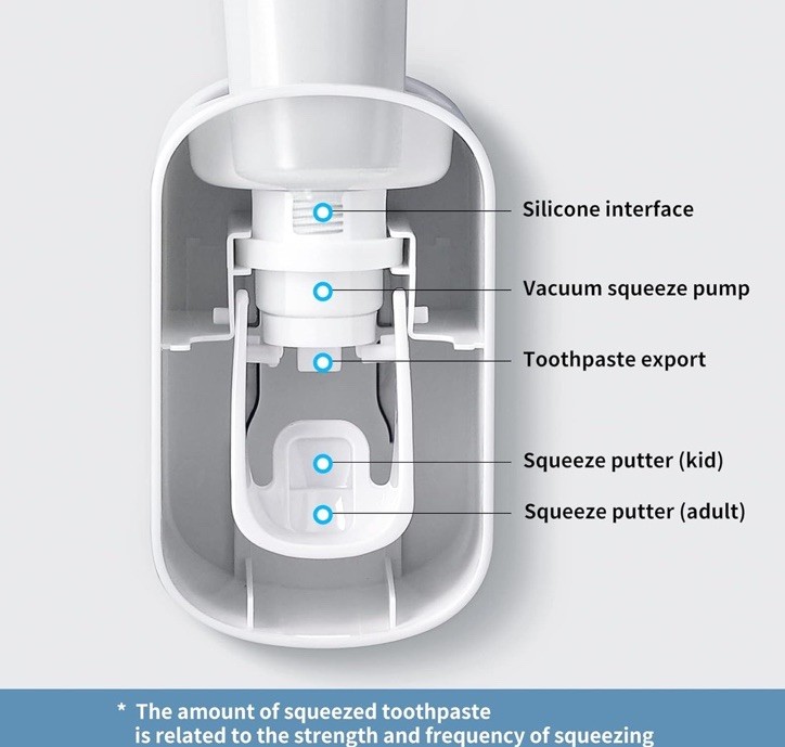 MOPMS Toothpaste Dispenser Wall Mounted for Bathroom Automatic Gray