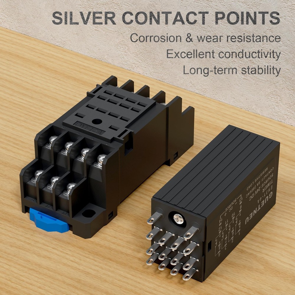 LCD Digital Display Time Delay Relay, Dual Time with Plug-in Terminal Socket,...