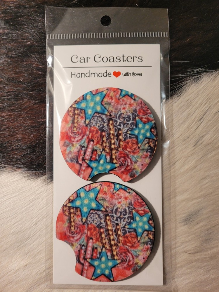 Car Cup Coasters Western 2pcs