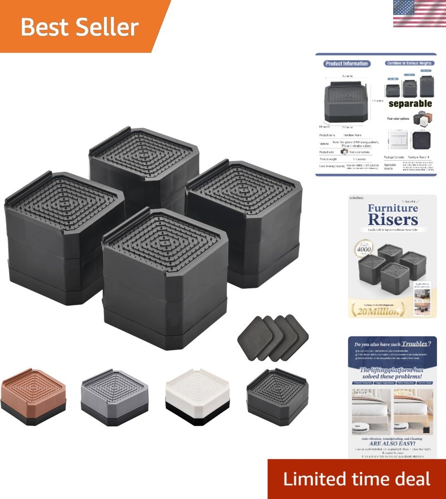 Furniture Risers - Stackable Bed Elevators for Stability and Storage