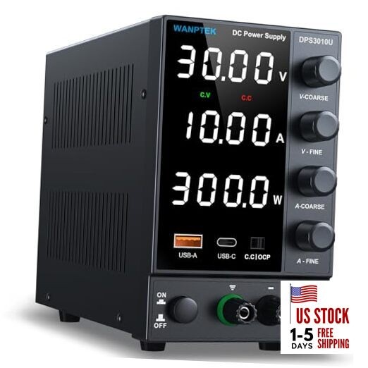 DC Power Supply Variable Adjustable Switching Regulated Bench Power 0-30V 0-10A