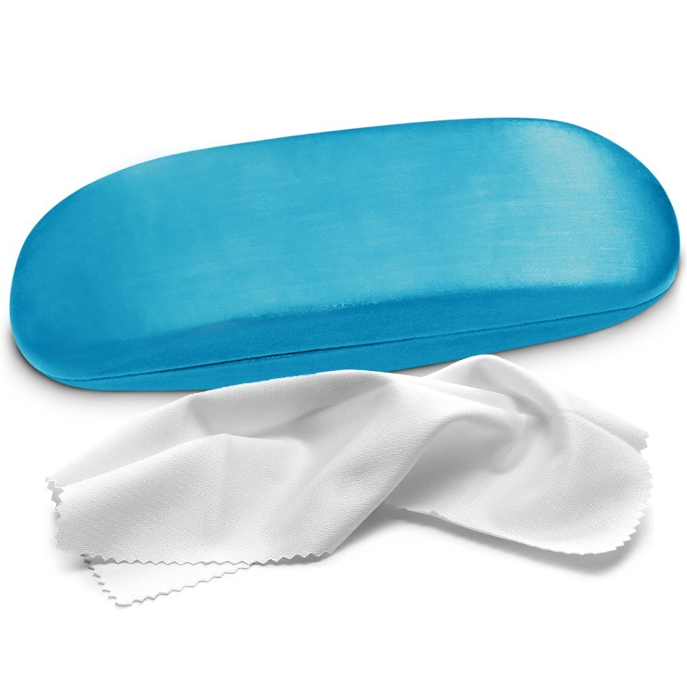 Hard Shell Glasses Case - Durable Brushed Eyeglass Holder with Microfiber Cloth